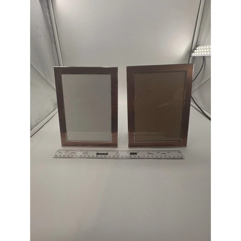 Rose Gold Copper Silver Trim 5x7 Picture‎ Frame Set of 2 Modern Tabletop Pair